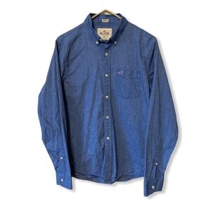 Hollister stretch casual button down long sleeves blue shirt men M